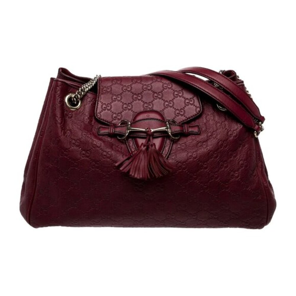 Gucci Horsebit Emily Large Gucci Shoulder Bag Burgundy Leather